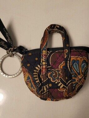 Vintage Vera Bradley Kensington Mini Tote Bag Coin Purse Charm Fob